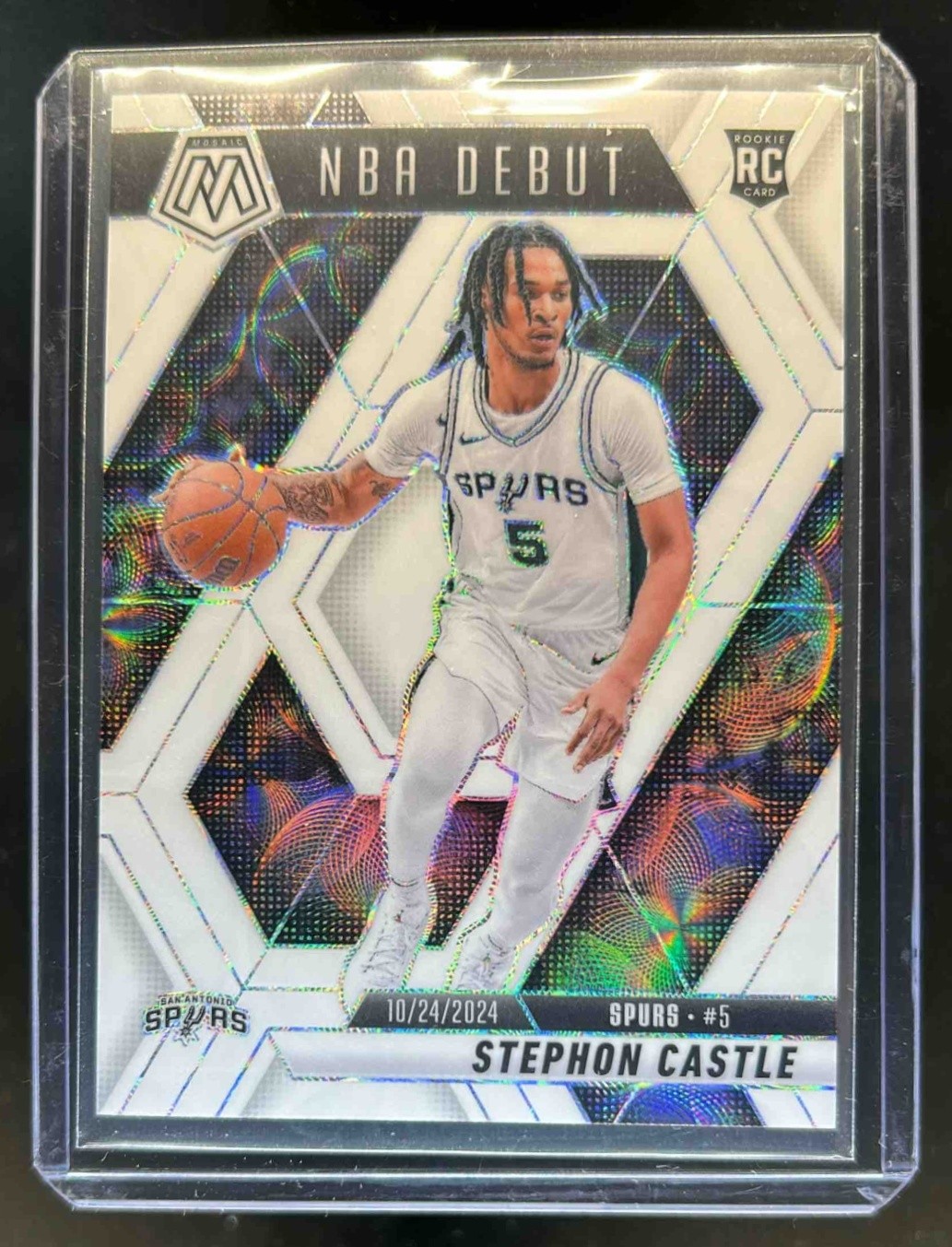 2024-25 Mosaic Stephon Castle RC International White NBA Debut #21/25 Spurs