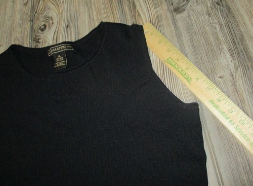 Linda Matthews Black Sleeveless Sweater Size XL Womens Ligthweight Office Rayon - Picture 8 of 12