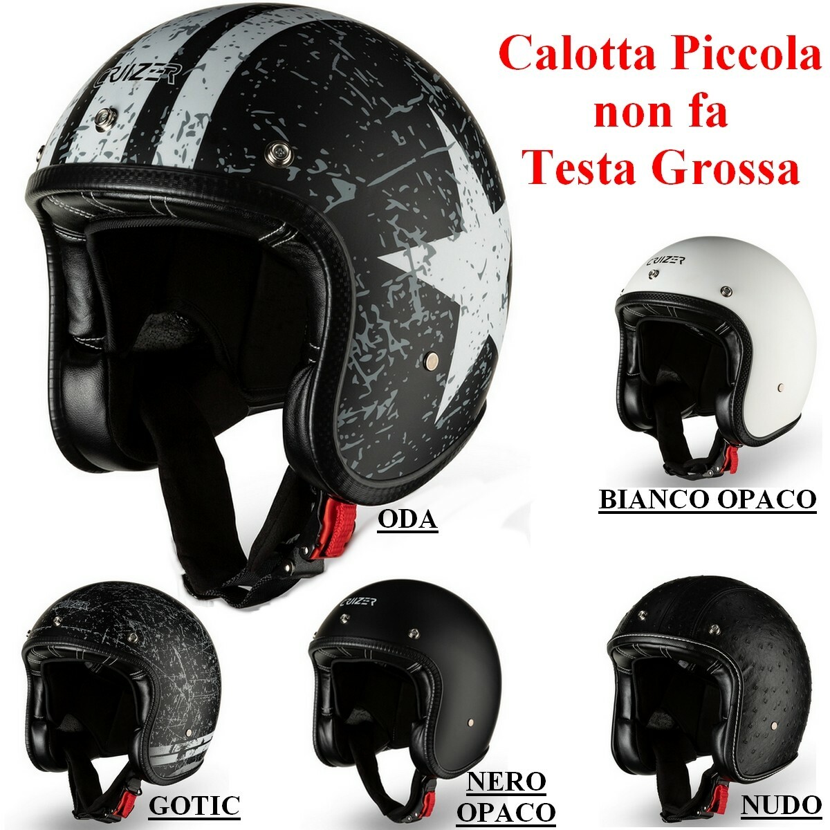 CRUIZER Casco Moto Scooter Jet Omologato ECE 22-05 Vintage con Visierino Parasol