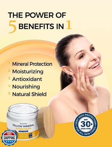 WhereHike Tallow Sunscreen-SPF 30 with Zinc Oxide,Non-Toxic 2-in-1 Moisturize - Picture 3 of 5