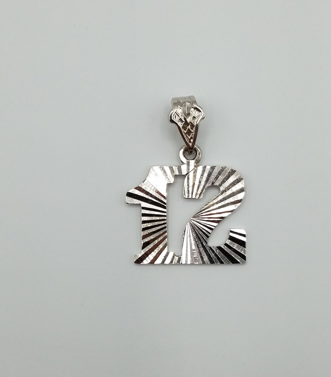 Number Pendant 1-25 - Bright Silver Rhodium Plated Diamond-Cut - Unisex Sports Fan Jewelry