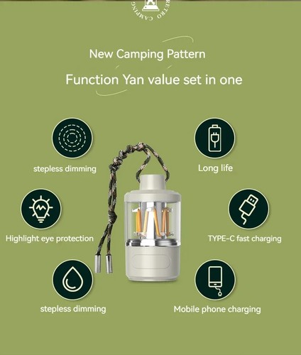 LED Tungsten Core Camping Light Portable Lanterns Rechargeable Outdoor Camping - Imagen 8 de 25
