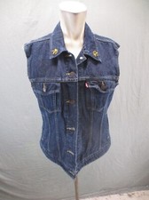 LEVI'S Size L Womens Blue Cotton Blend Collared Pocket Button Up Denim Vest 664