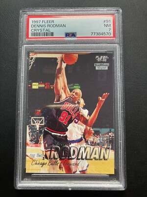 1997-98 Fleer Crystal 91 Dennis Rodman gegradet PSA 7 Near Mint