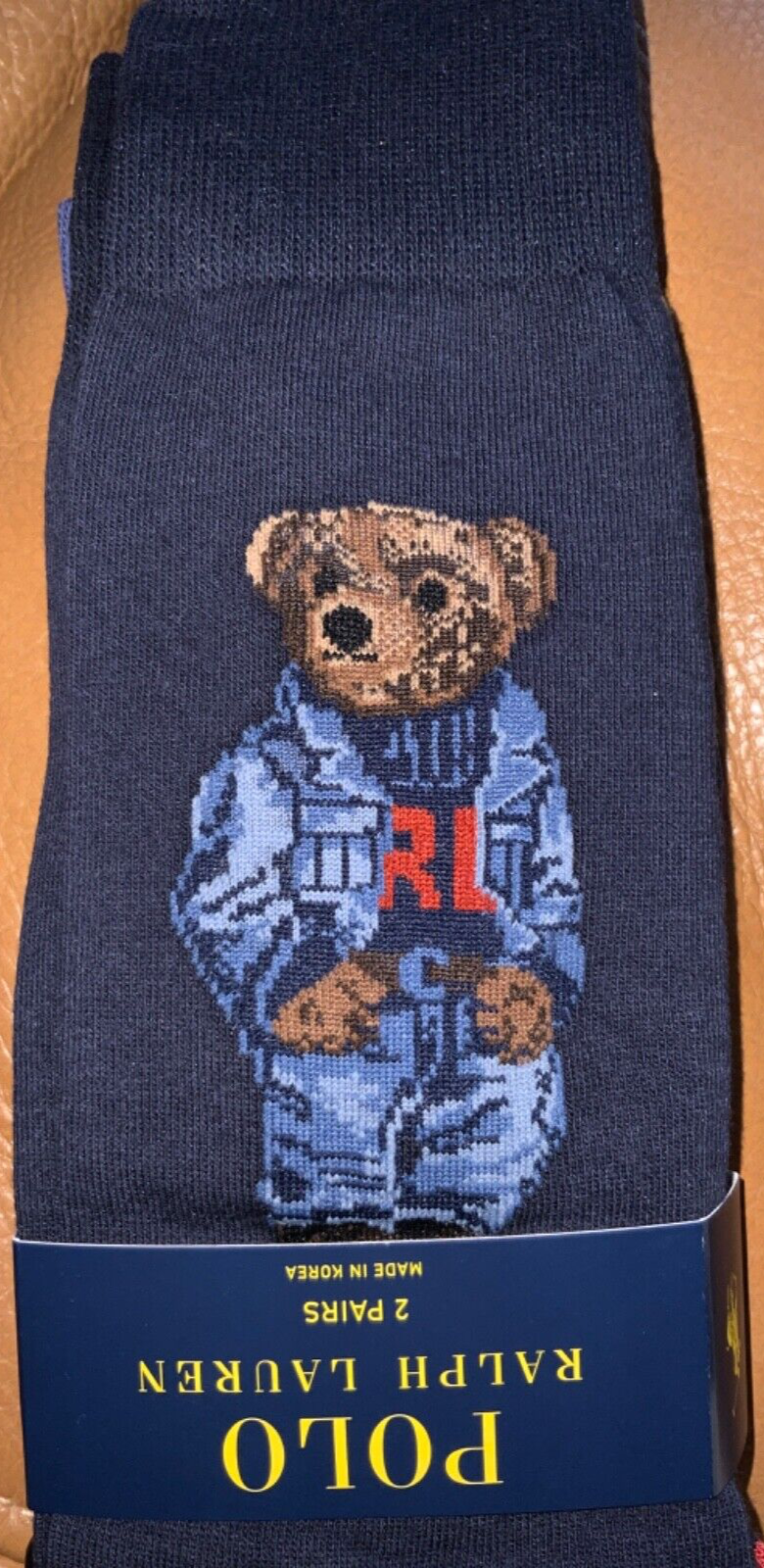 PONY Polo RALPH LAUREN Iconic Polo bear 2 paia calze pantaloni taglia 10 13 scarpa6 12 nuovo con etichette