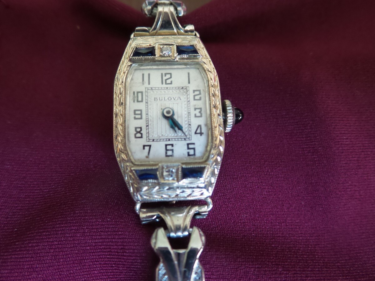 Bulova Women's Vintage 14k White Gold Hand-Winding Watch w/ Spidel