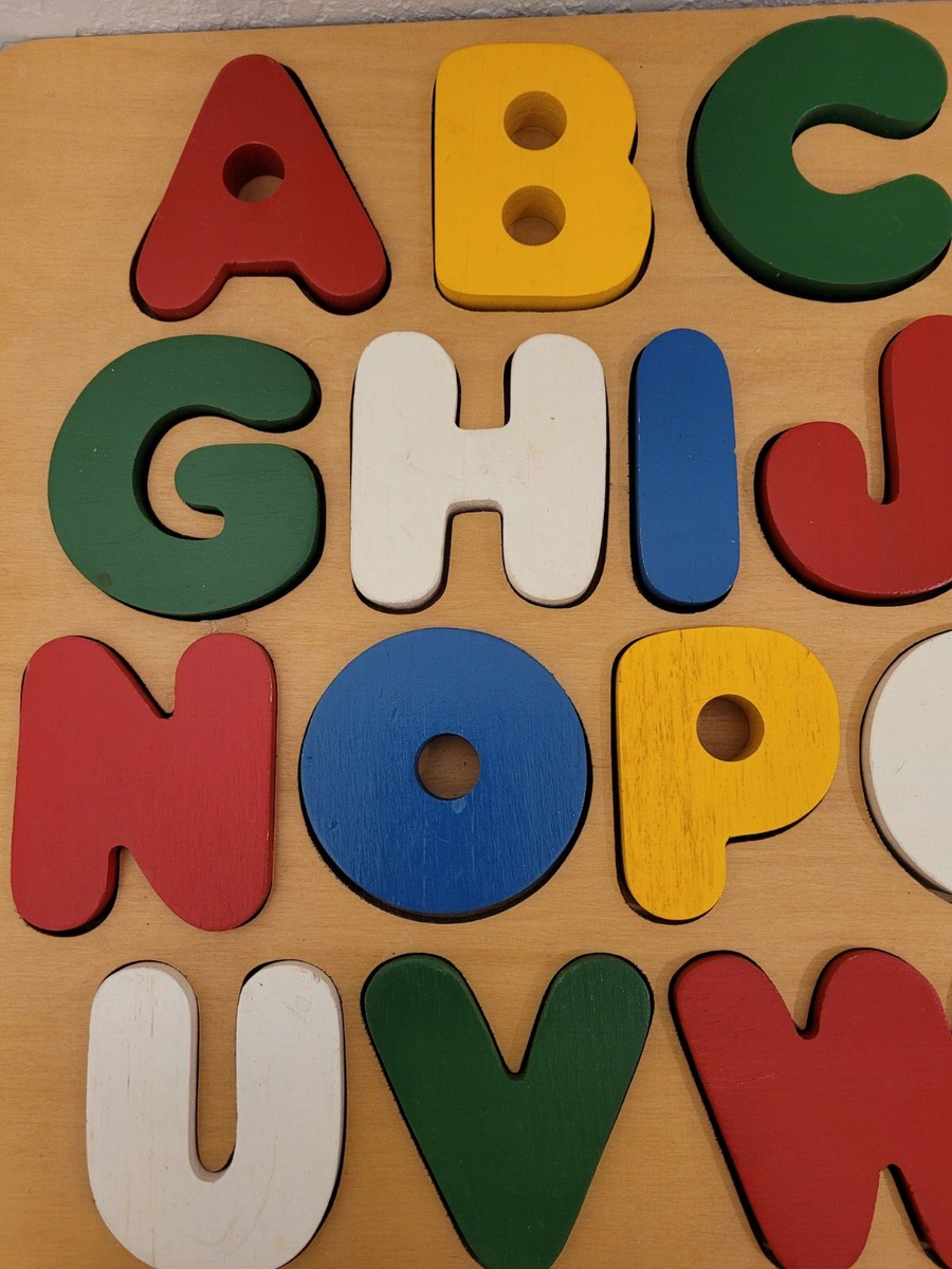 VINTAGE WOODEN ALPHABET PUZZLE MULTICOLORED PRE-OWNED | eBay