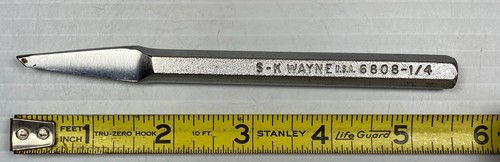 Rare Vintage S-K Wayne Tools 6808 - 1/4" - 5" Long Chisel Made in USA Tool - Picture 11 of 13