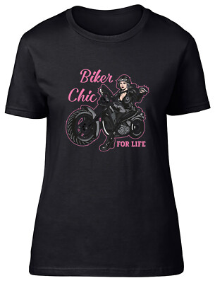 Biker Chic Damen T-Shirt Motorradfahrer Motorrad Damen Geschenk Tee