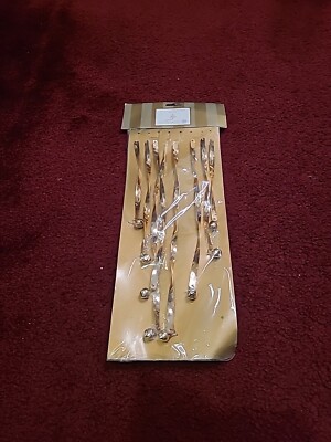Department 56 GOLD Tinsel Bell Spiral Icicle Ribbon Christmas Ornaments Set Of 8