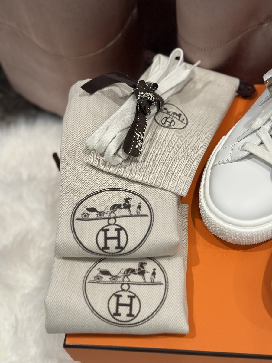 HERMES Daydream White High Top Sneakers Leather Gold Size HERMES Daydream White High Top Sneakers Leather Gold Size
