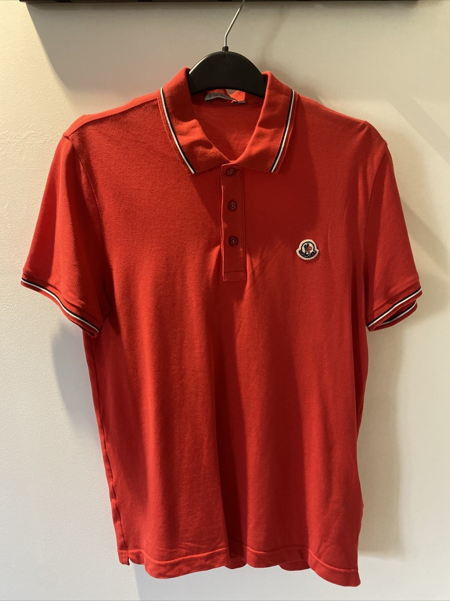 Moncler Polo Shirt Red GENUINE Moncler POLO T-SHIRT SIZE SMALL