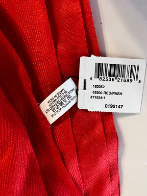 NWT Bijoux Terner Pseudo Pashmina Red Scarf 32”x80” Made In India