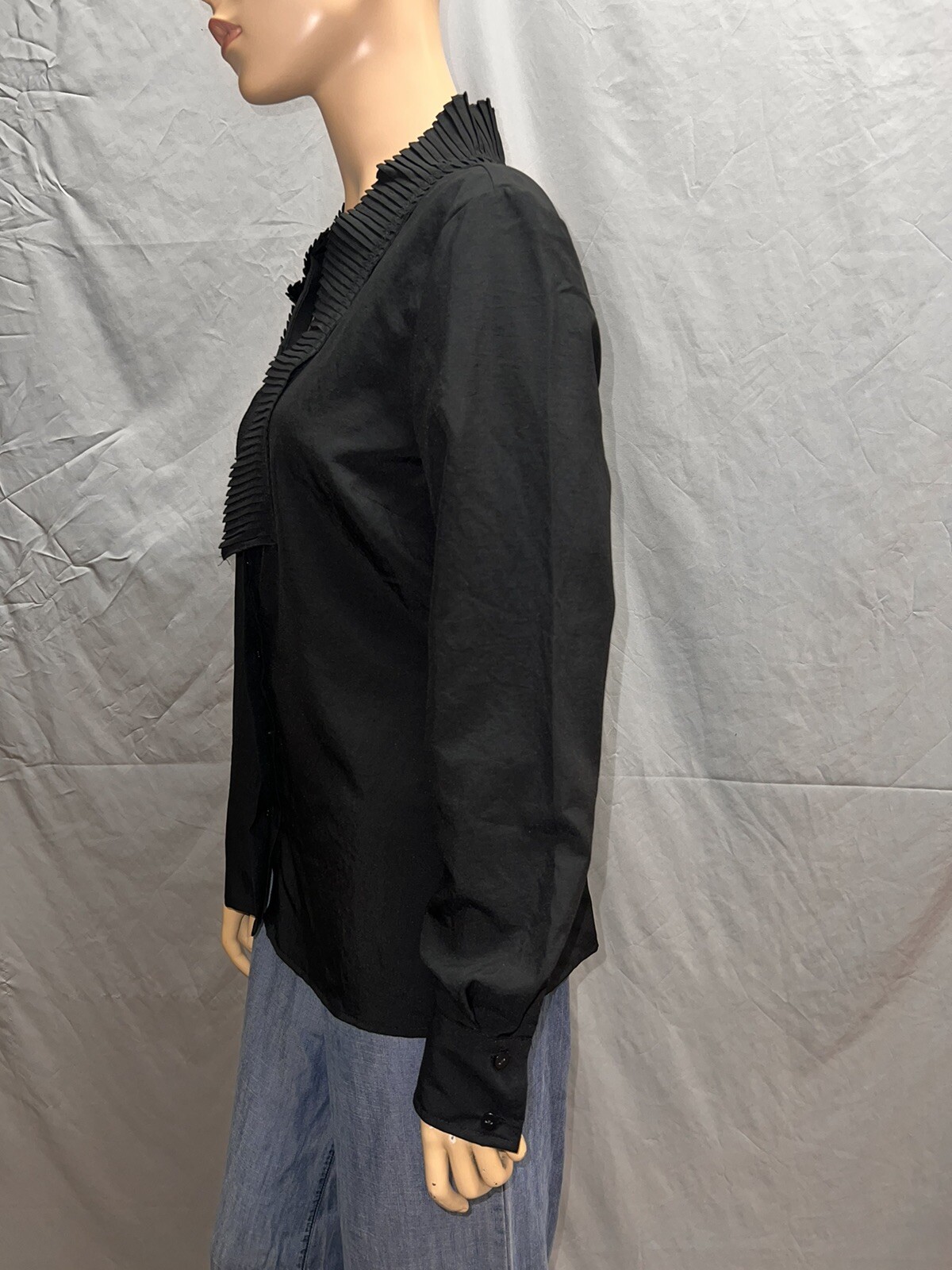 Attention Ruffle Pleated Button Down Long Sleeve … - image 2