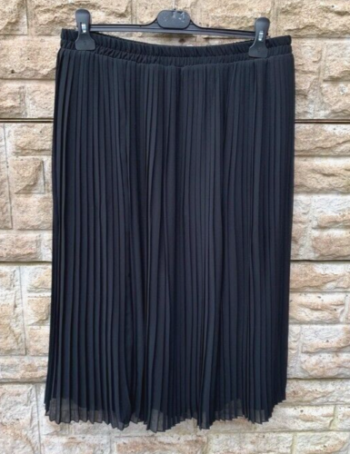 Damas H&M Falda Midi Negra Elástica Forrada Completa Plisada Reino Unido 14 L30" - Imagen 1 de 4