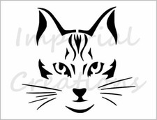 Cat Face Stencil Kitten Tribal Feline Design 8.5" x 11" Reusable Sheet S689