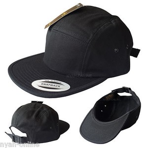 plain black 5 panel cap