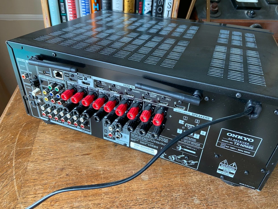 Onkyo TX-NR686 A/V 7.2 THX DTS Atmos WiFi BT Receiver Bundled w/Remote & Extras - Image 3 of 4