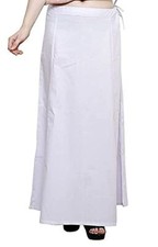 Women's Saree Cotton Readymade Underskirt Petticoat Free Size White Color