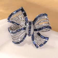 Elegant Ballet-Inspired Bow Brooch Sparkling Rhinestones Women Holiday Gift Blue
