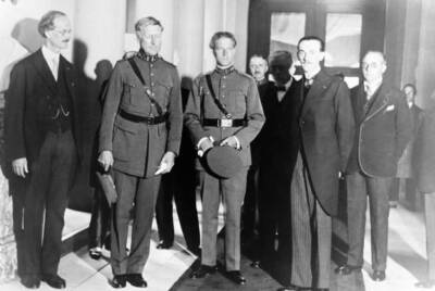 King Albert I Belgium with his son Crown Prince Leopold attend- 1932 Old Photo
