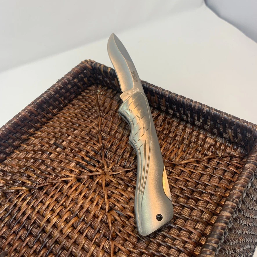 Cuchillo de hoja de acero Boker Titan3 marca árbol de Alemania con mango de titanio descontinuado Foto 4 de 4