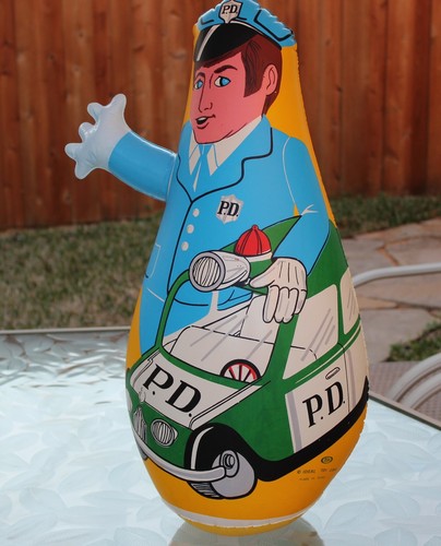 Vintage Police Man PD Car 26" Inflatable Bop Bag Idea Tot Company 1960s Rare - Picture 4 of 12
