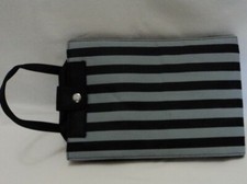 BLACK & GREY STRIPED FOLD UP COSMETIC BAG by AVON (HKZ-005)
