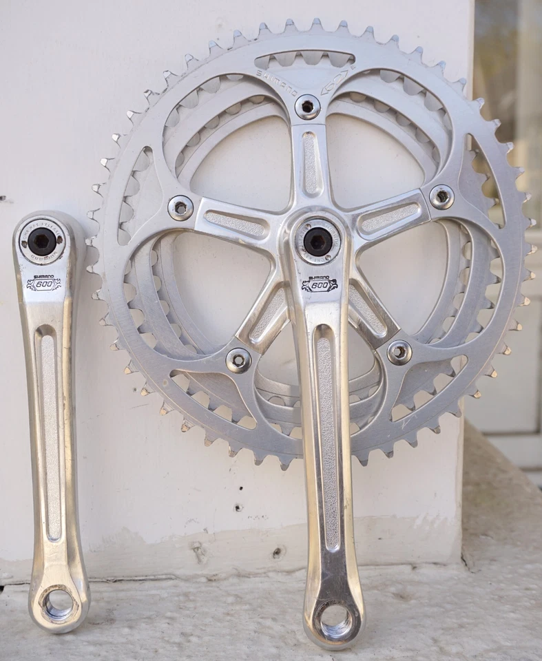 Shimano 600 Arabesque Crankset Tripleizer 170 Vintage Square Taper Cranks Triple - Image 4 of 4