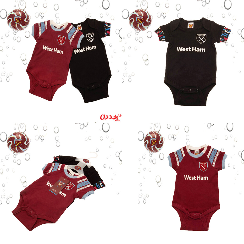 Sleepsuits Infant West Ham Kit West Ham Baby Grows-2 Pack-Official