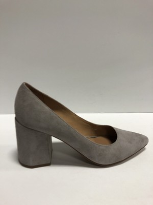 grey suede block heels