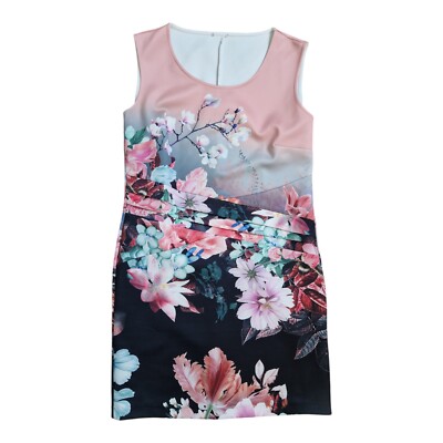 Alba Moda Dress Size 40 L Summer Sundress Holiday Stretch Floral Cocktail Evening