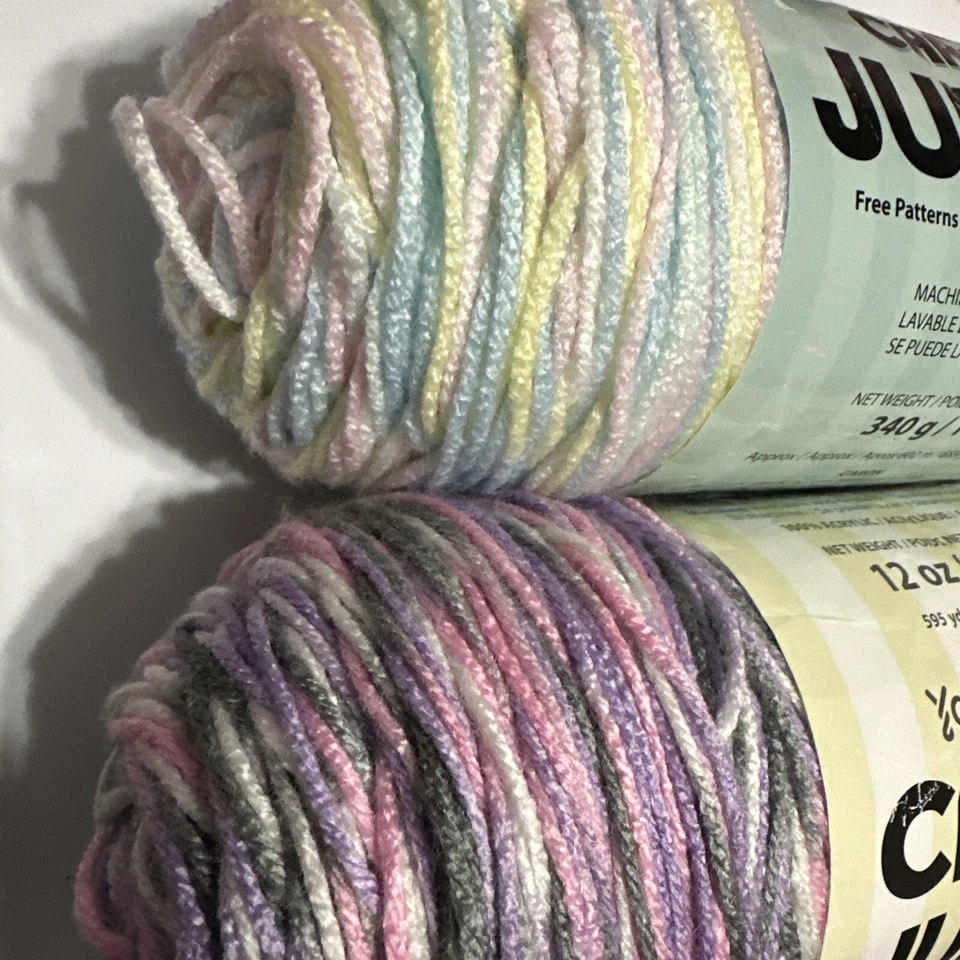 LOT of 2 CARON JUMBO In BABY RAINBOW & EASTER BASKET 12oz & 595yds 100% Acrylic - Image 3 of 4