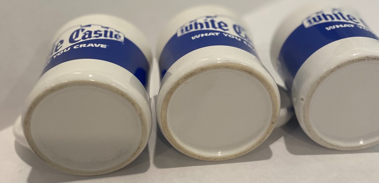 Vintage White Caste "What you crave" coffee mugs SET of 3 Restaurant