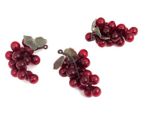 12 Bunch Small Plastic Red Grapes Fruit Wine Decor Communion Baptism Church - Picture 2 of 2