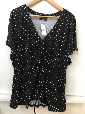 Lane Bryant Polka Dot Black White Illusion Collection Top Size 22/24 NWT