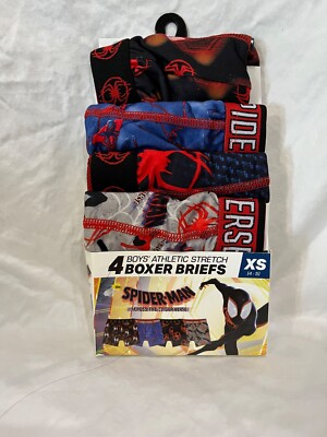 Spiderman Boys 4 pairs Boxer Briefs Underwear Miles Morales sizes XS, XL NEW