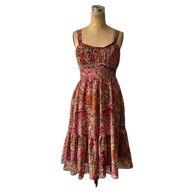 Positive Attitude Burgundy Paisley Dress Empire Waist Size 6 | eBay