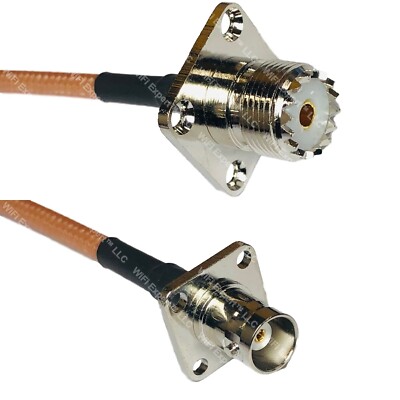 RG400 UHF Female Flange to BNC Flange Female RF Cable FAST-SHIP LOT