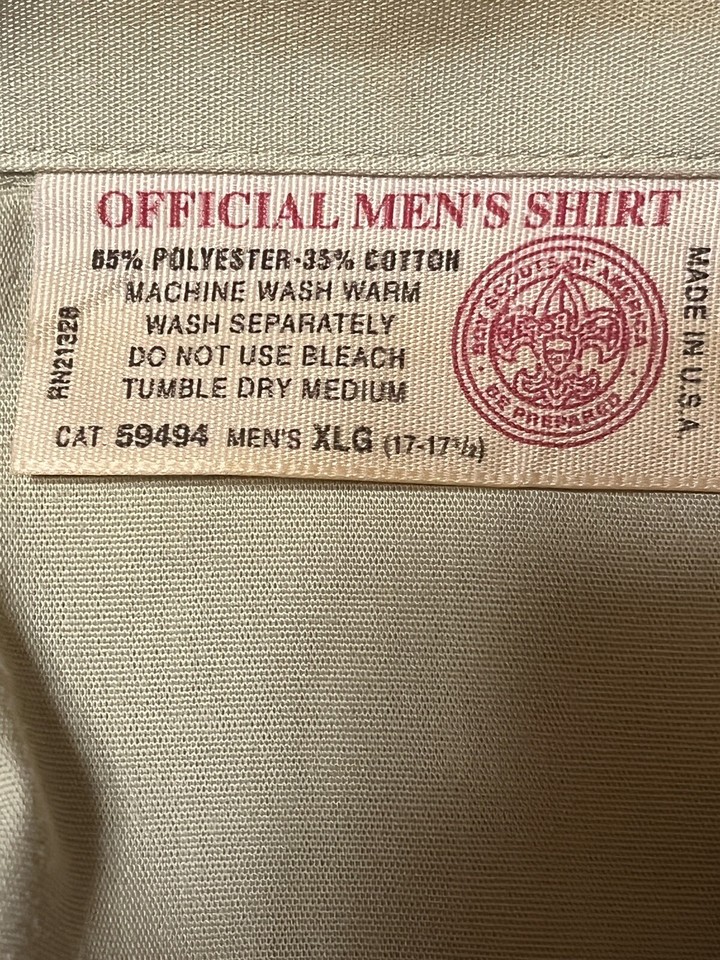 Boy Scouts of America BSA Uniform Shirt Mens XL Short Sleeve Beige