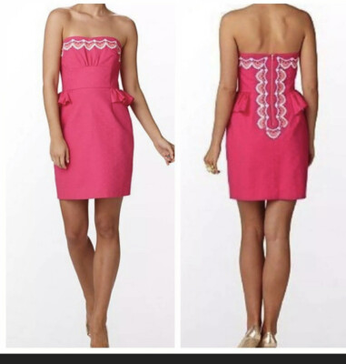 lilly pulitzer peplum dress Lilly Pulitzer Maybel Pink Peplum Dress Sz 2