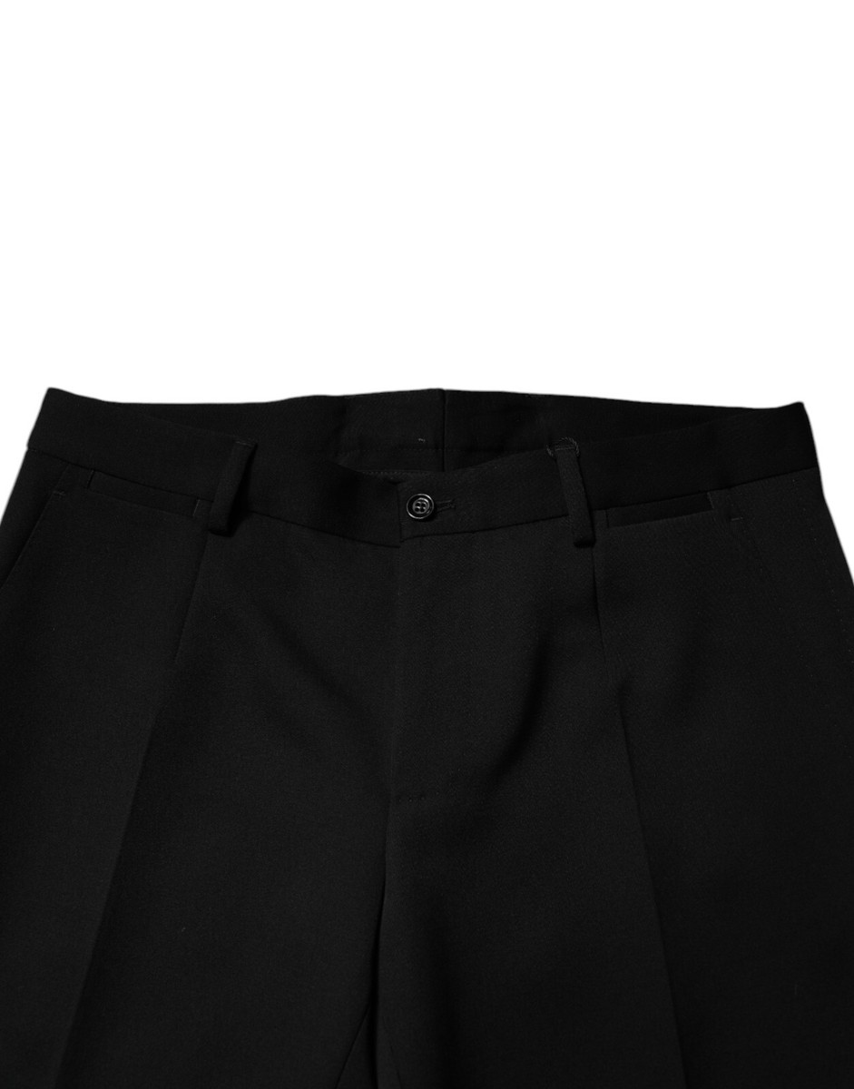 DOLCE & GABBANA Pants Black Wool Tapered Formal Dress