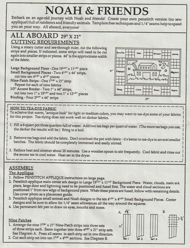 Debbie MUMM Quilt Pattern NOAH & FRIENDS Full PATTERN + Instructions Uncut - Picture 4 of 7