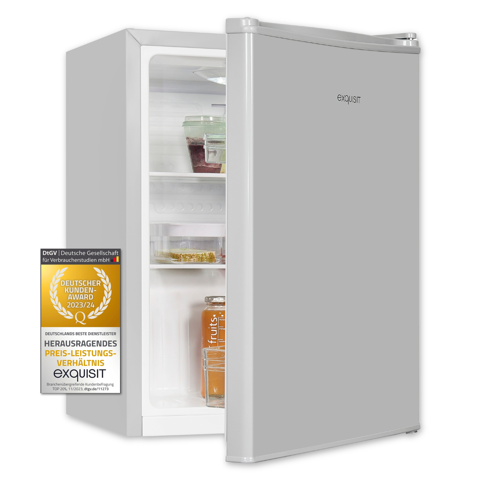 Exquisit Mini Kühlschrank KB560-V-091E | 50 Liter | 45cm Breite | LED | Kompakt