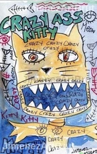 Original Outsider Art, Raw Art, Crazy Ass Kitty 5.50in. x 8.50in.