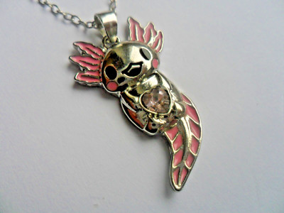 Cute AXOLOTL Pink Crystal Heart Pendant & Chain Necklace Lovely Gift | eBay