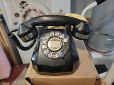 Vintage Black & Chrome Monophone Desk Telephone Automatic Electric  Untested