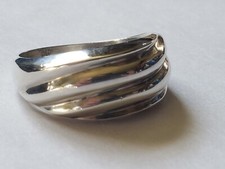 Sterling Silver .925 Wavy Band Wide Ring size 9 Gorgeous Minimalist Ships Free 