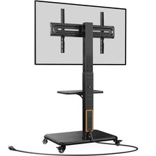 Mobile TV Stand with Power Outlet, Tilt Swivel Rolling TV Stand for 32-75 i...