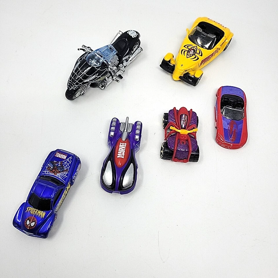 Maisto Lot of 6 Marvel Spiderman Cars Chrysler Prowler Motorcycle Diecast - Image 3 of 4